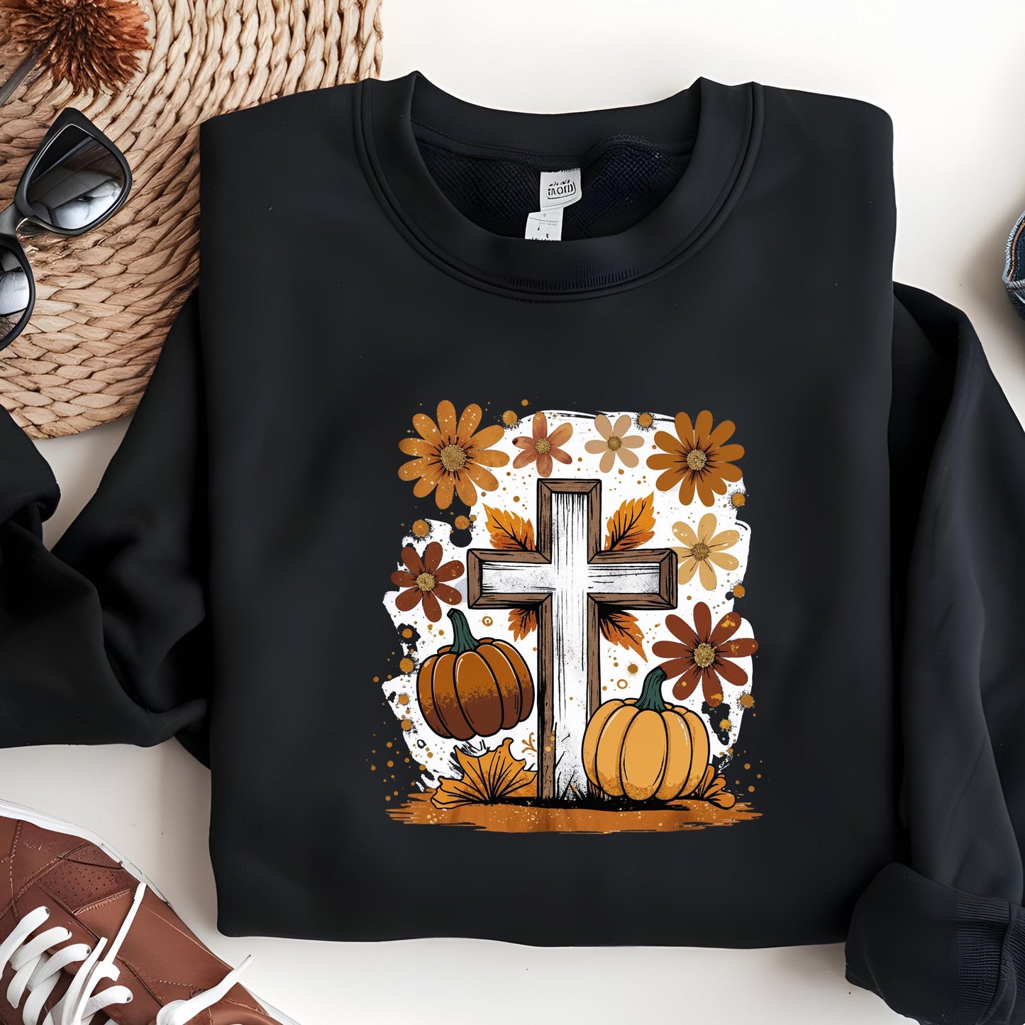 Christian Fall Sweatshirt – Faith Pumpkin Hoodie | Religious Crewneck Cozy Style