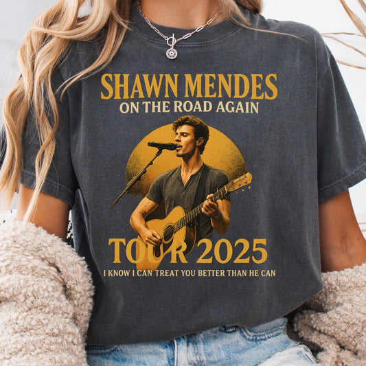 Shawn Mendes Tour Shirt - 2025 Concert Fan Tee | Lyric Print, Soft Cotton