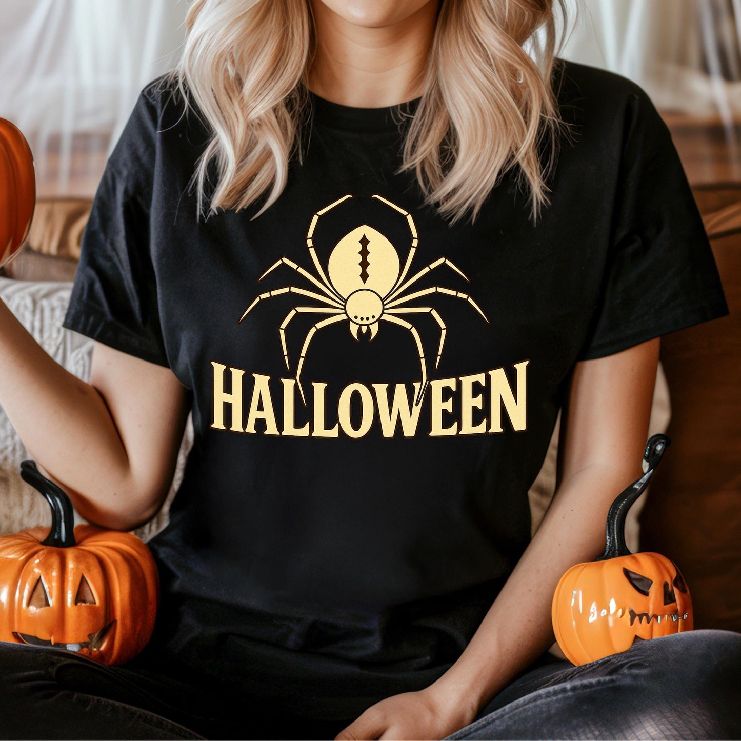 Spooky Spider T-Shirt – Gothic Halloween Tee | Retro Graphic Shirt, Soft Cotton
