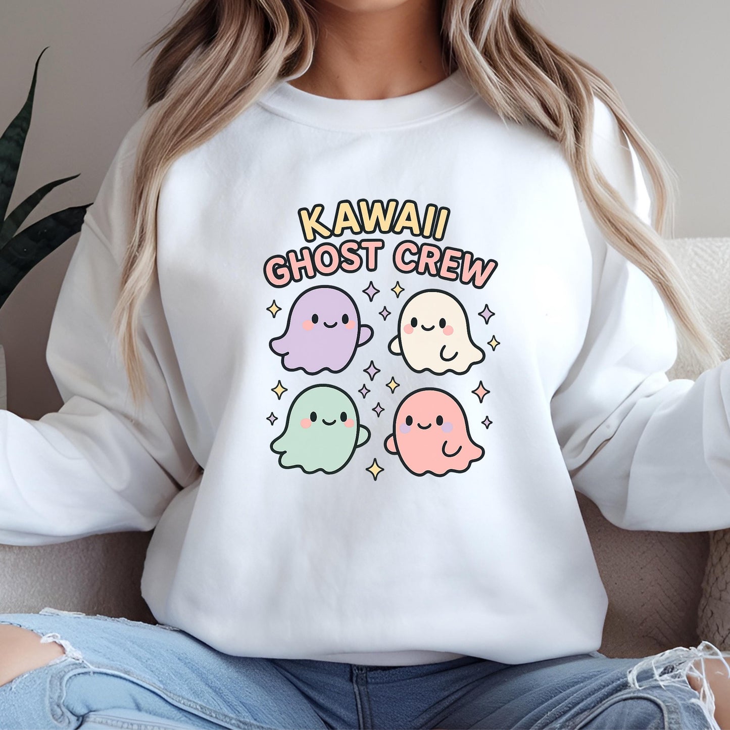 Halloween Ghost Sweatshirt – Cozy Halloween Top With Pastel Kawaii Design
