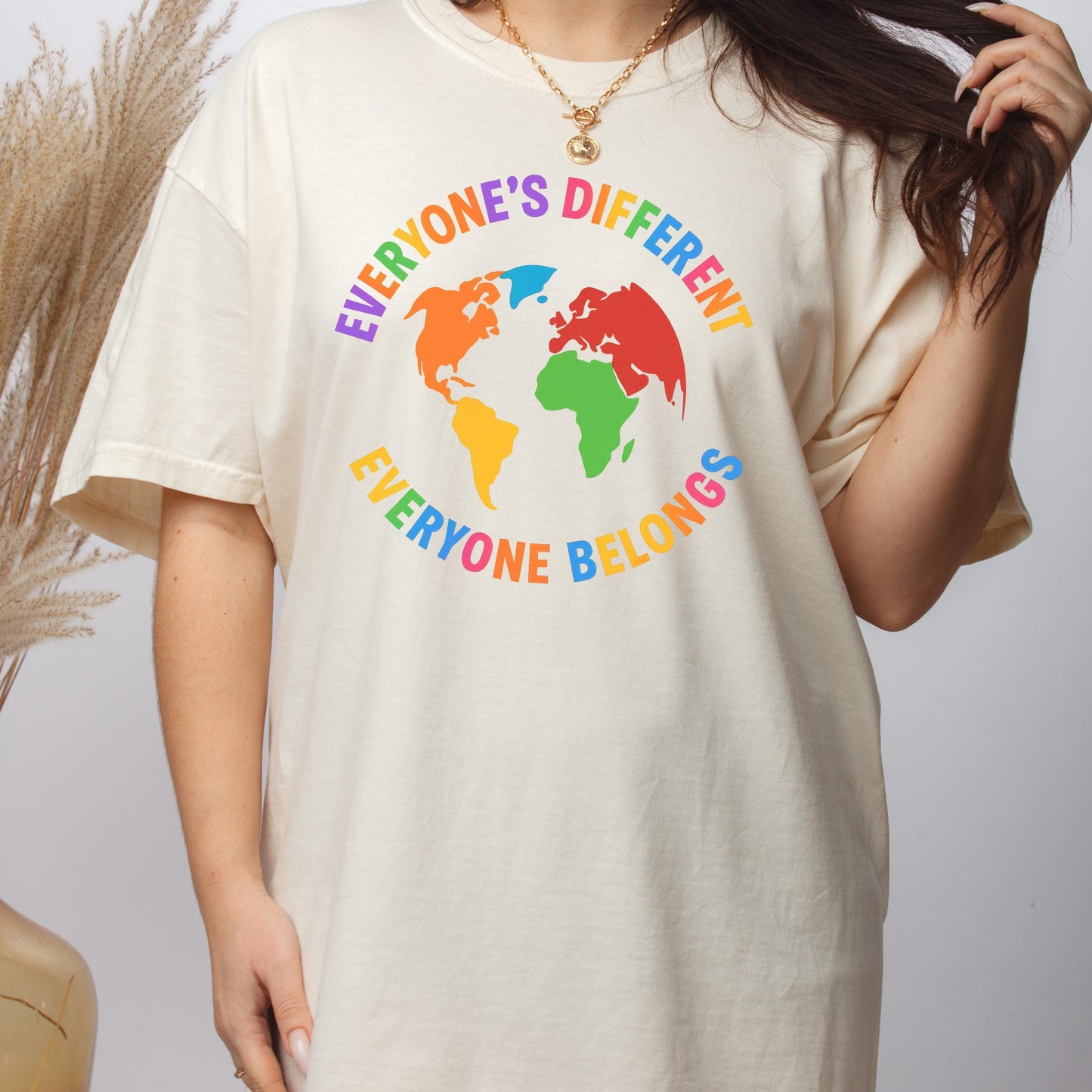 Diversity World Map T-Shirt – Colorful Continents Tee | Inclusive Earth Shirt
